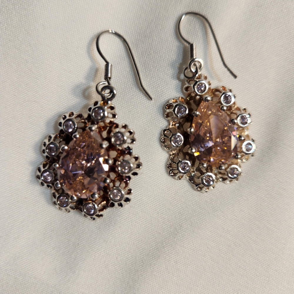 blush pink pear shaped earrings